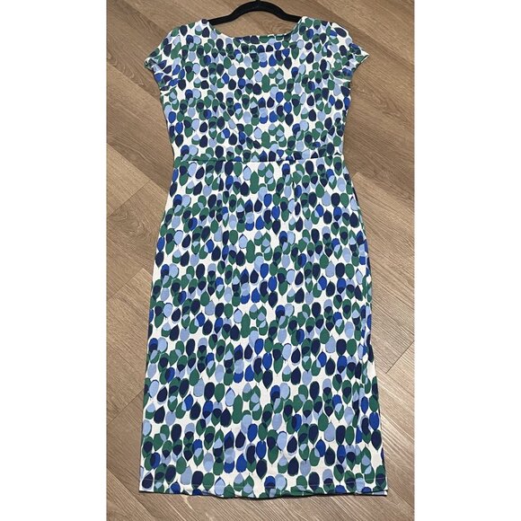 Boden Womens Cap Sleeve Blue Green Leaf Print Dress - Sz 6‎ - Workwear - Picture 4 of 9